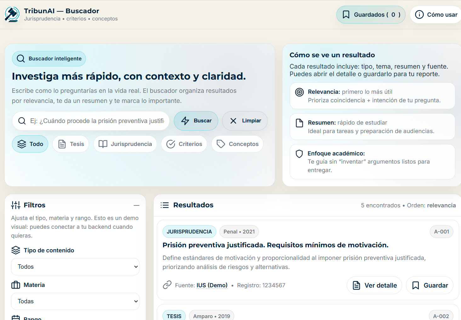 Buscador inteligente TribunAi
